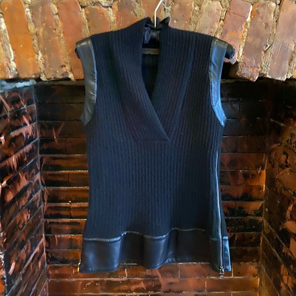 LOEWE Vintage Black Cashmere + Leather Vest